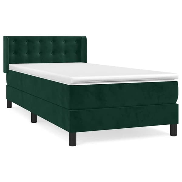 Ramsäng med madrass mörkgrön 100x200 cm sammet