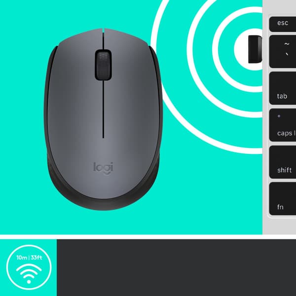 Logitech M170 Grey-K datormöss Ambidextrous RF Trådlös Optisk 1000 DPI