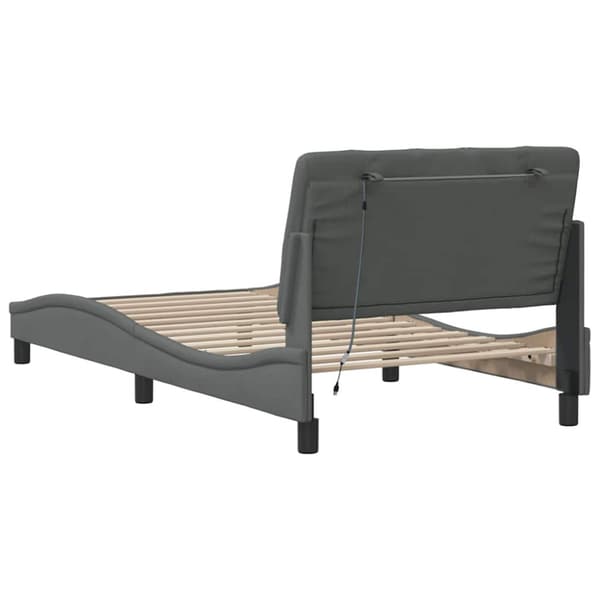 Bed Frame with LED without Mattress Dark Grey 100x200 cm Fabric