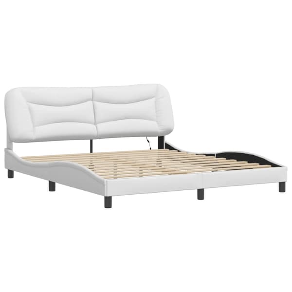 Bed Frame with LED without Mattress "Hvar" White 180x200 cm