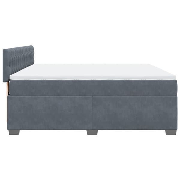 Ramsäng med madrass mörkgrå 180x200 cm sammet