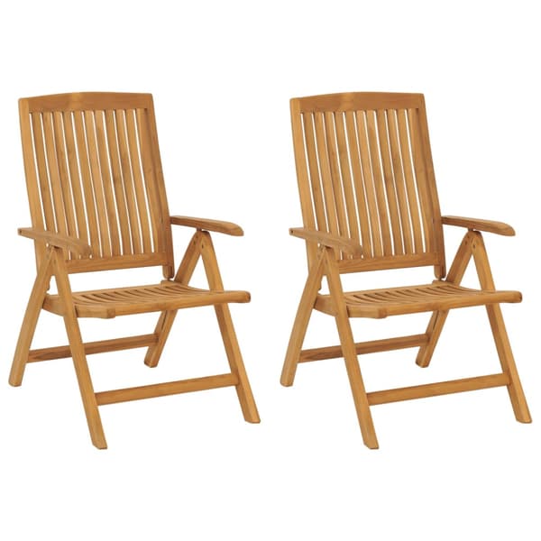 Fällbara fåtöljer med dynor, 2 st, massivt trä, teak