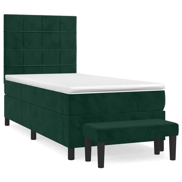 Ramsäng med madrass mörkgrön 100x200 cm sammet