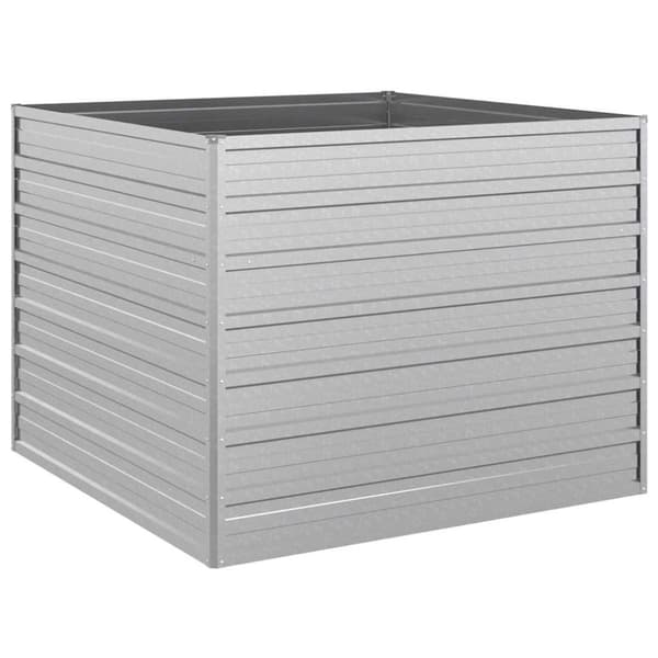 Odlingslåda upphöjd galvaniserat stål 100x100x77 cm silver