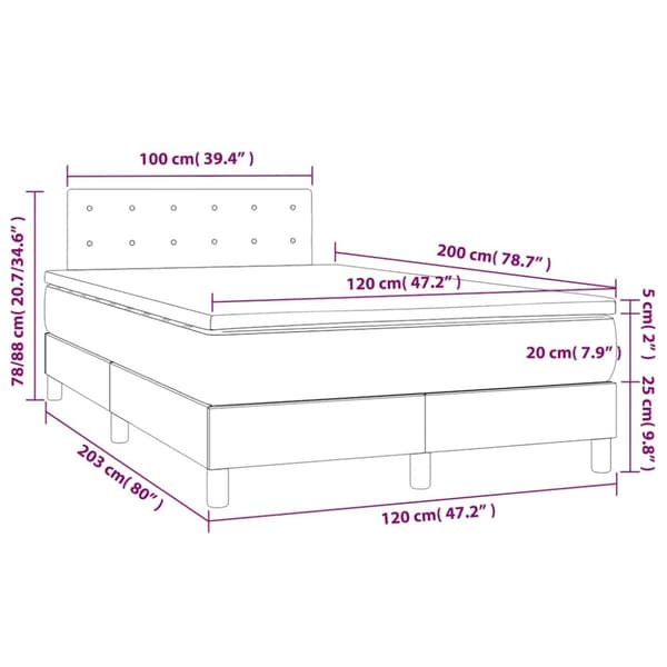 Ramsäng med madrass mörkblå 120x200 cm sammet