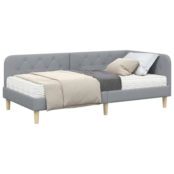 Hörn Sängram Ljusgrå 100 x 200 cm tyg