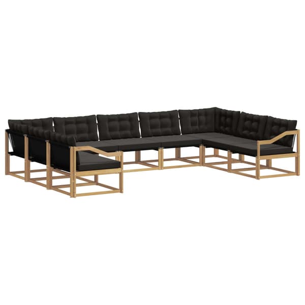 Utomhussoffset med kudde 9 pcs Vit och svart
