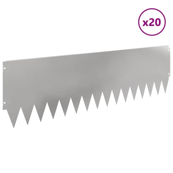 Kant för gräsmatta 20 pcs 103 x 30 cm Stål Silver