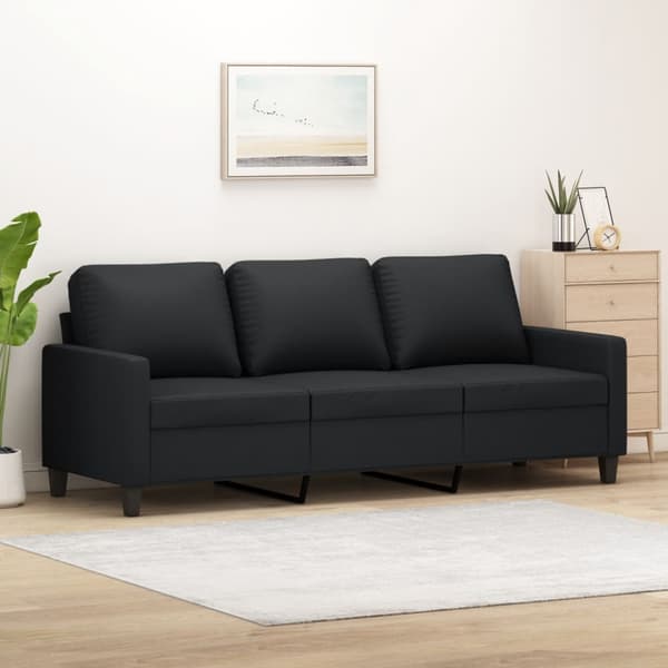 3-sitssoffa svart 180 cm konstläder