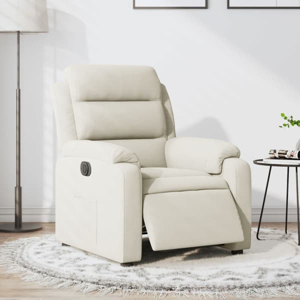 Elektrisk reclinerfåtölj gräddvit sammet