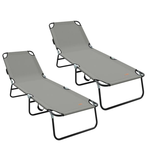 Hopfällbar solstol 2 pcs Grå 188 x 57 x 86,5 cm Polyester