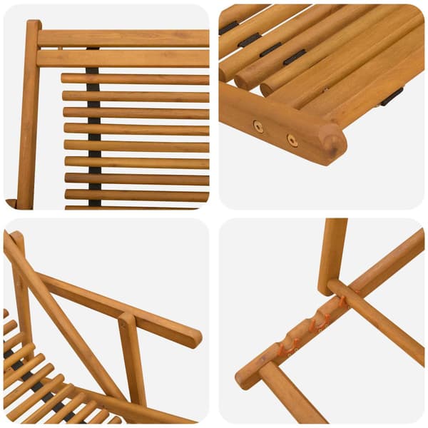 Deck Chair 3 Position Massiv Eukalyptus Trä Naturlig