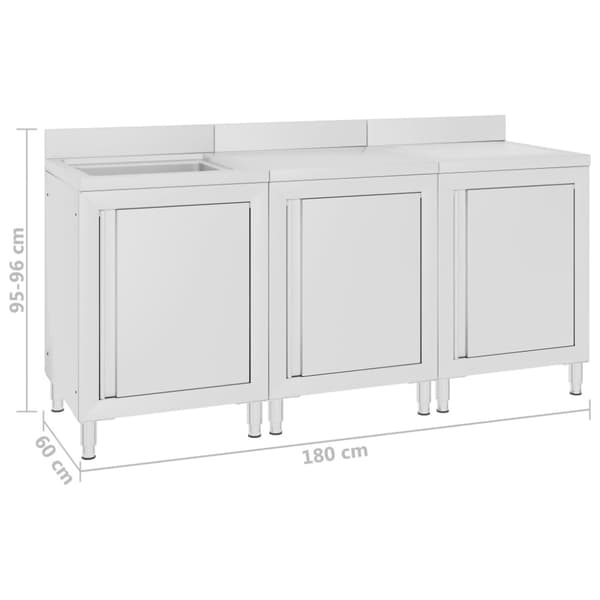 Diskho för storkök 180x60x96 cm rostfritt stål