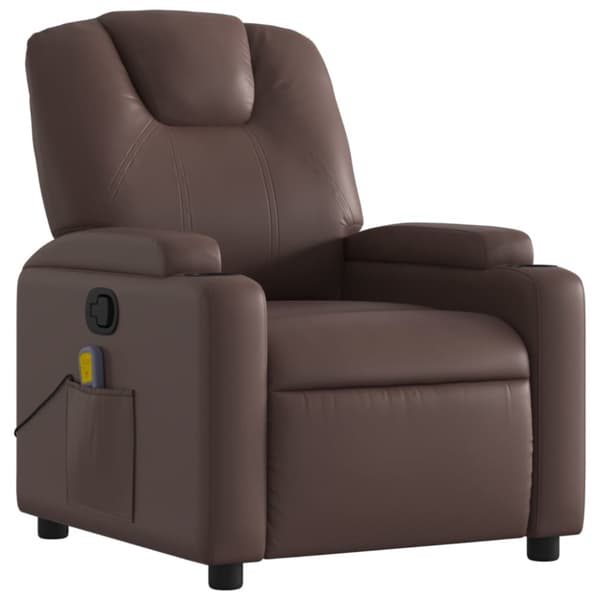 Massagefåtölj brun konstläder