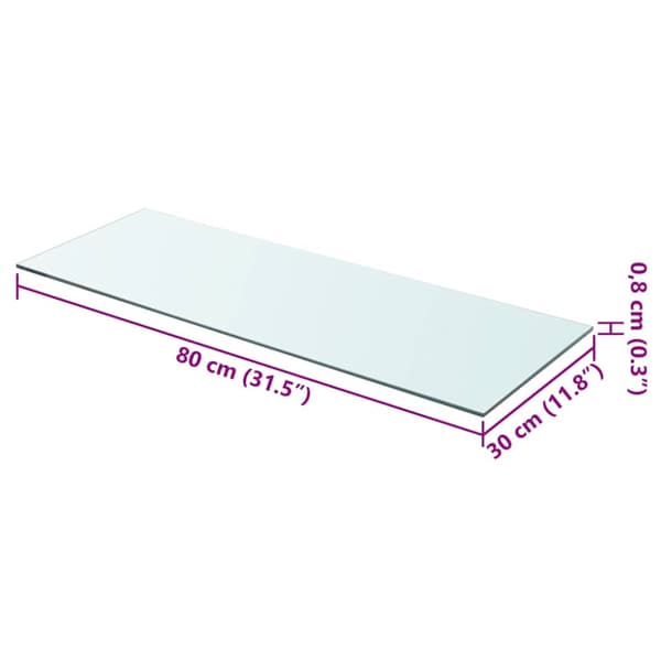 Hyllplan glas genomskinlig 80x30 cm