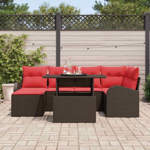 Trädgårdsoffset med lagring 7 pcs Brun Poly rattan