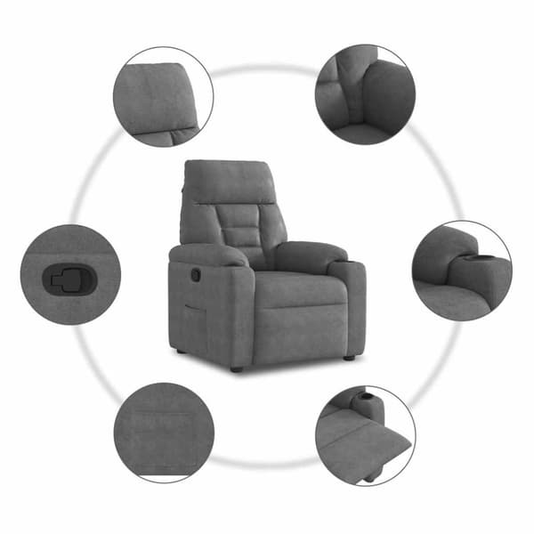Reclinerfåtölj mörkgrå mikrofibertyg