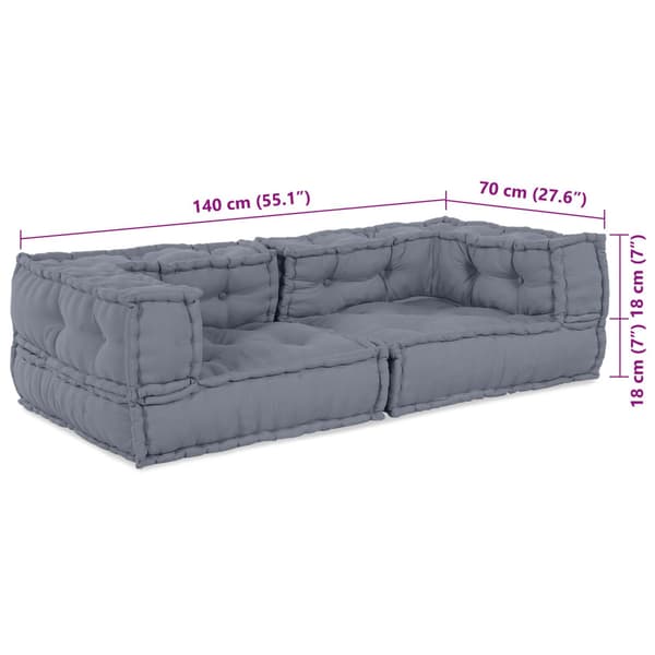 Modulsofa enhet 3 pcs Grå 140 x 70 x 36 cm Tyg