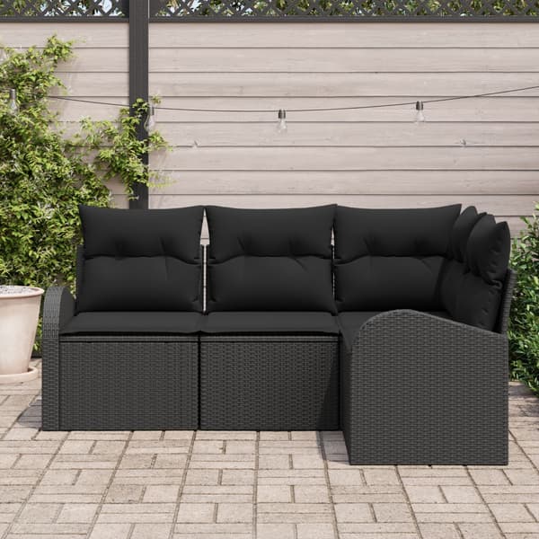 Trädgårdsoffset 4 pcs Svart konstrotting