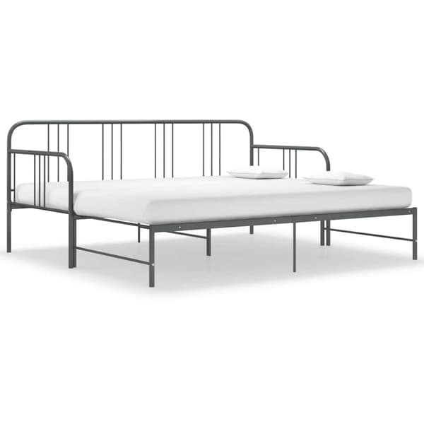 Utdragbar sängram bäddsoffa grå metall 90x200 cm