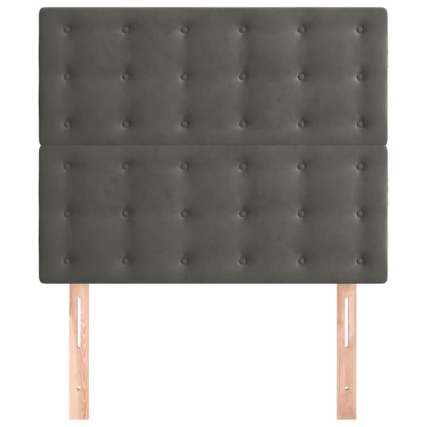 Sänggavel mörkgrå 100x5x118/128 cm sammet