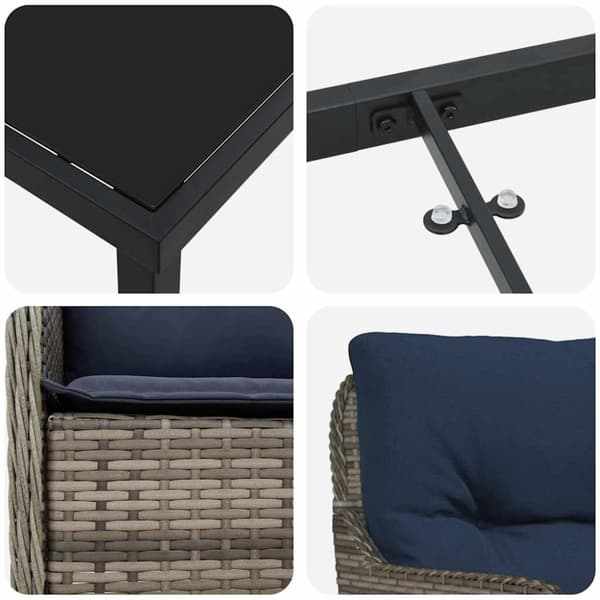 Trädgårdsmöbelset med kudde 5 pcs Grå konstrotting
