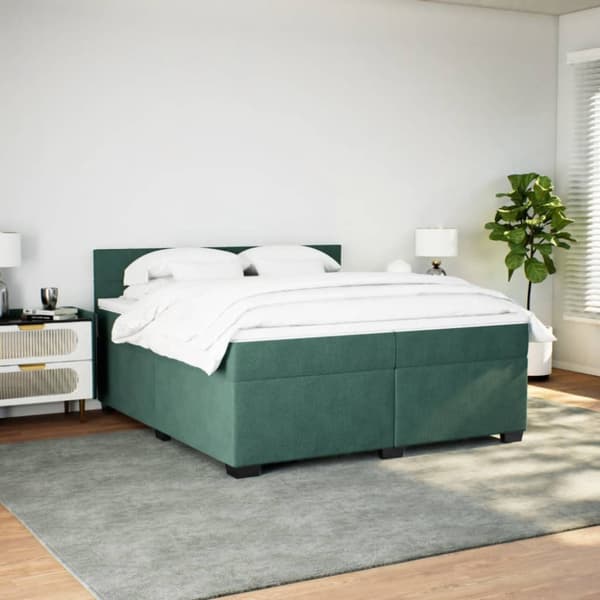 Ramsäng med madrass mörkgrön 200x200 cm sammet