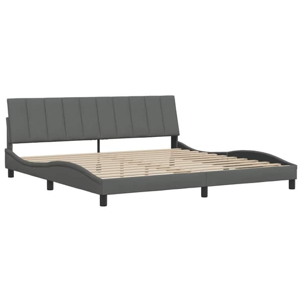 Bed Frame without Mattress "Hanko" Dark Grey 200x200 cm Fabric