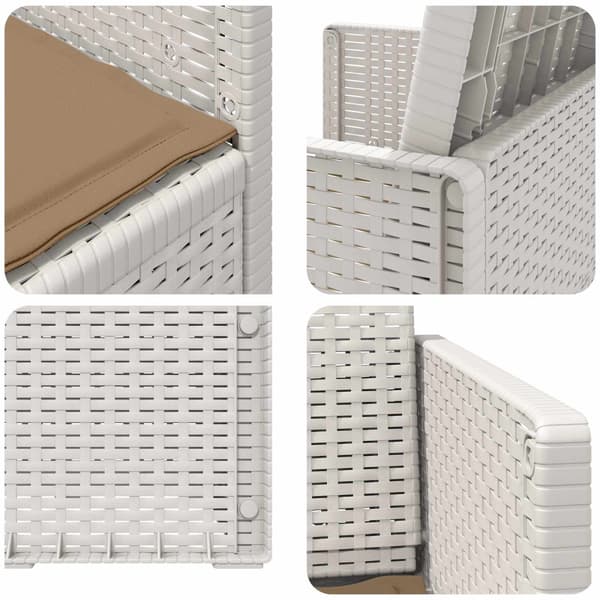 Trädgårdsmatstolar 2 pcs Vit och taupe PP