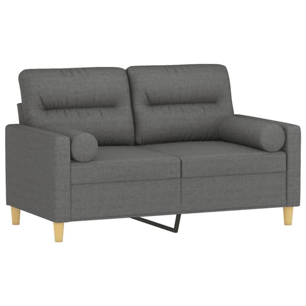 2-sits soffa med prydnadskuddar mörkgrå 120 cm tyg