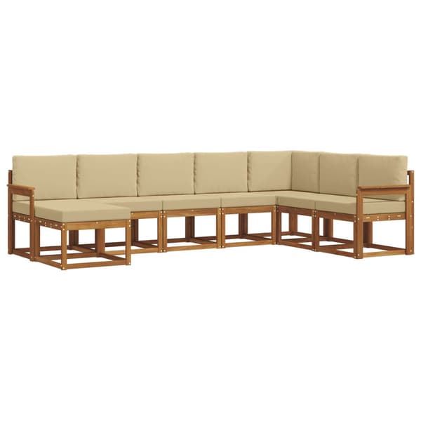 Utomhussoffset med kudde 8 pcs Naturlig och Beige