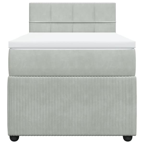 Ramsäng med madrass ljusgrå 90x200 cm sammet