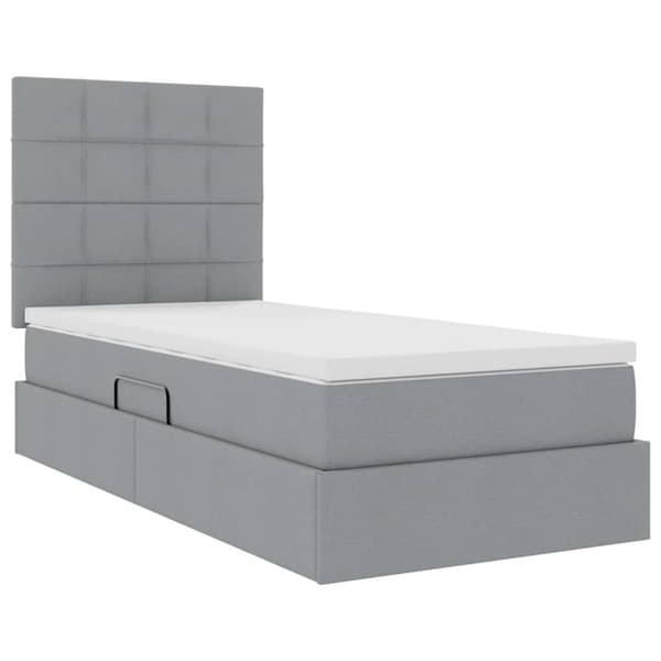 Förvaringssäng med madrass Ljusgrå 90 x 200 cm Polyester