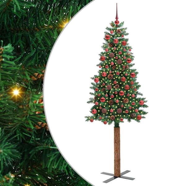 Smal julgran Grön 180 cm PVC och solid furu