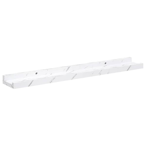 Vägg hylla Väggmonterat 2 pcs Vit marmor 60 x 9 x 3 cm