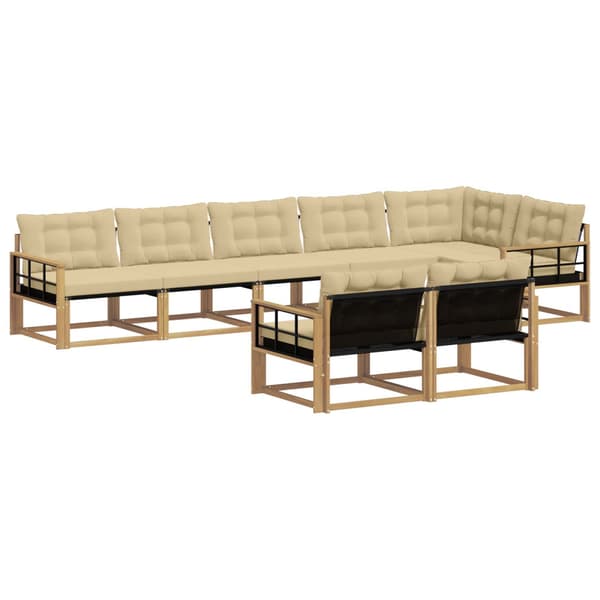 Utomhussoffset med kudde 8 pcs Vit och Beige