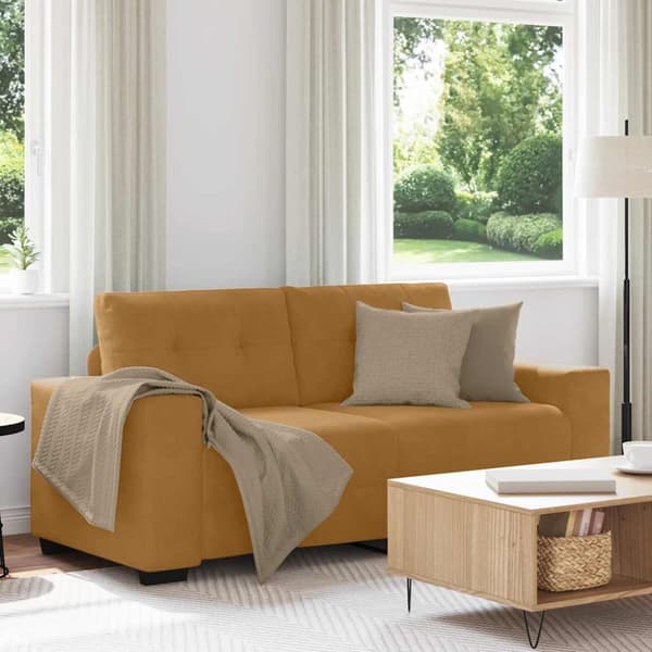Tvåsitssoffa brun 180x77x82 cm sammet