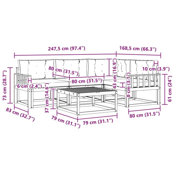 Utomhussoffset 5 pcs Vit och grädde 79 x 79 x 37 cm Polyester