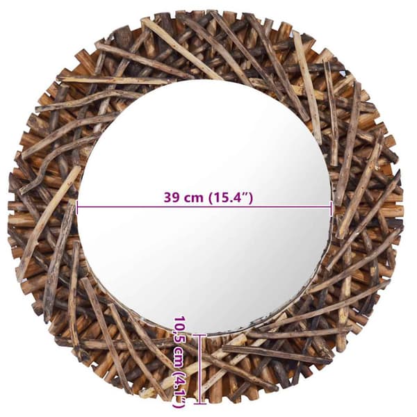 Väggspegel rund 60 cm teak