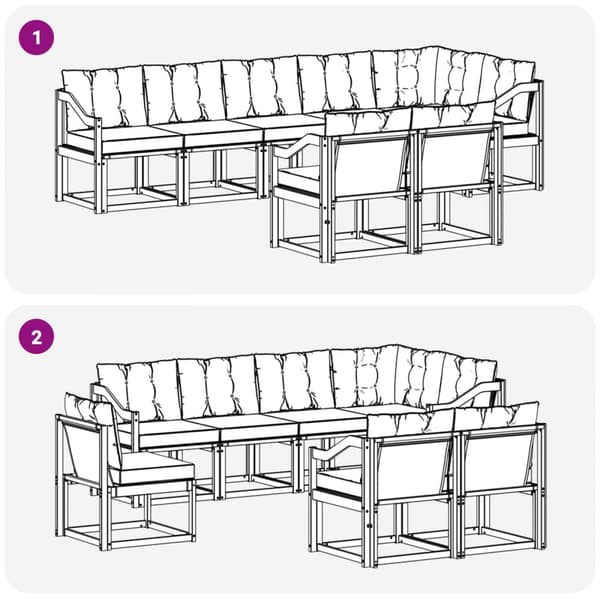 Utomhussoffset med kudde 8 pcs Vit och Beige