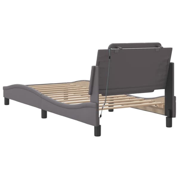 Bed Frame with LED without Mattress "Zadar" Grey 80x200 cm