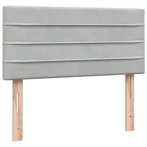 Resårsäng med madrass ljusgrå 90x220 cm sammet