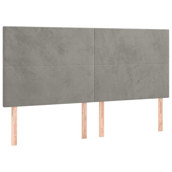 Ramsäng med madrass ljusgrå 200x200 cm sammet