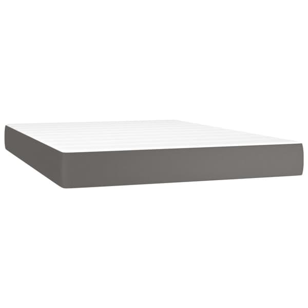 Ramsäng med madrass grå 140x200 cm konstläder