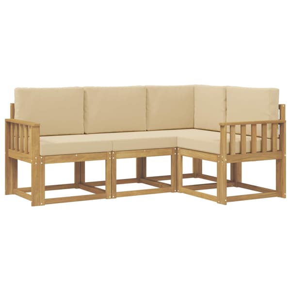 Utomhussoffset med kudde 4 pcs Vit och Beige