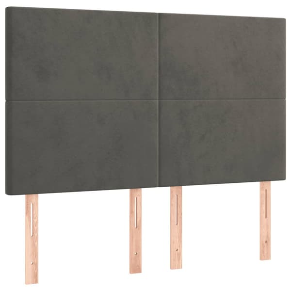 Sänggavel LED mörkgrå 144x5x118/128 cm sammet