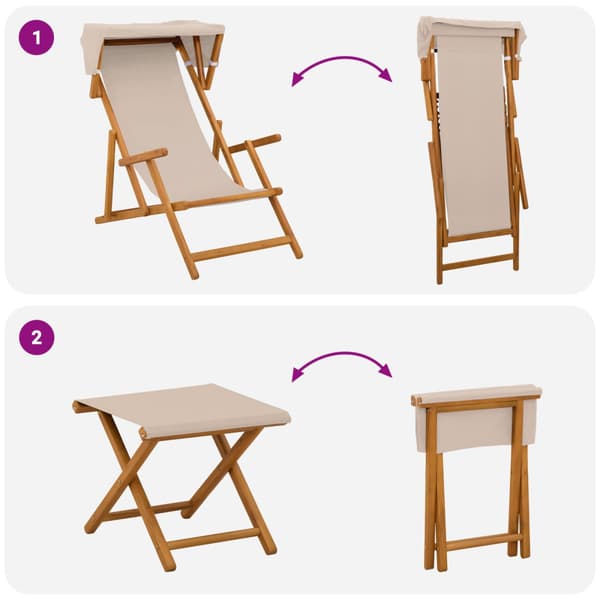 Deck Chair 4 st 3 Position Massiv Eukalyptus Trä Beige