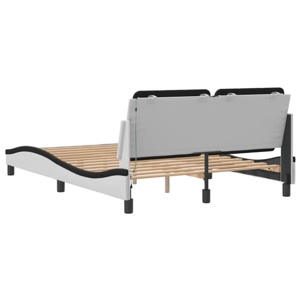 Bed Frame with LED without Mattress "Zadar" White and Black 140x200 cm