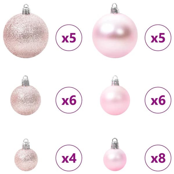 Julprydnad Set med 150 LED-lampor 61 pcs Rosa Plast