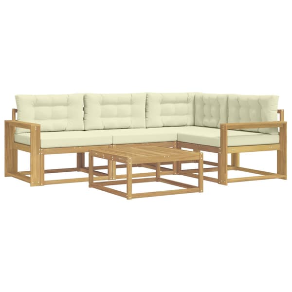 Utomhussoffset 5 pcs Vit och grädde 79 x 79 x 37 cm Polyester
